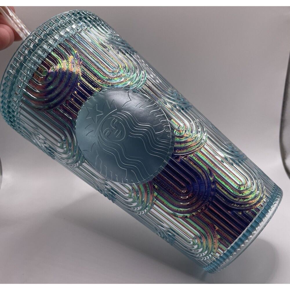Starbucks 2022 Mermaid Iridescent Siren Scale Wave Cup Tumbler Mint Green 16 oz